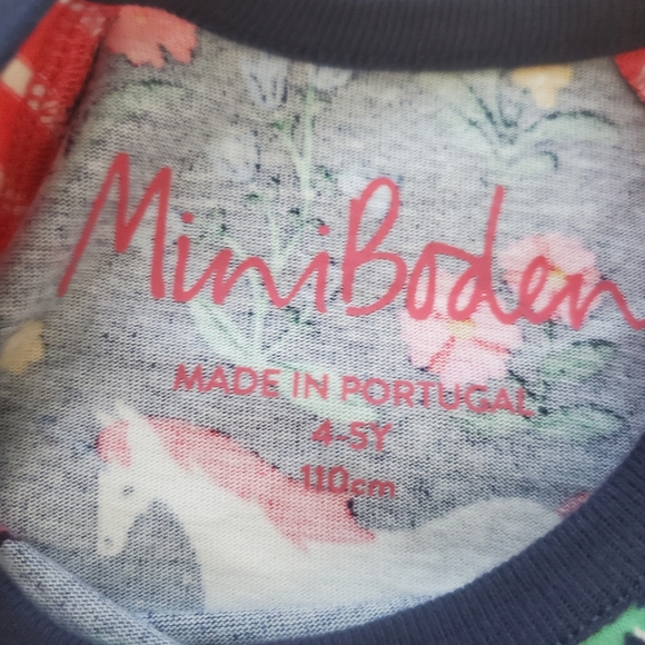 Mini Boden Colorful Unicorn and Floral Long Sleeve Shirt Kids Size 4-5 - Picture 4 of 6